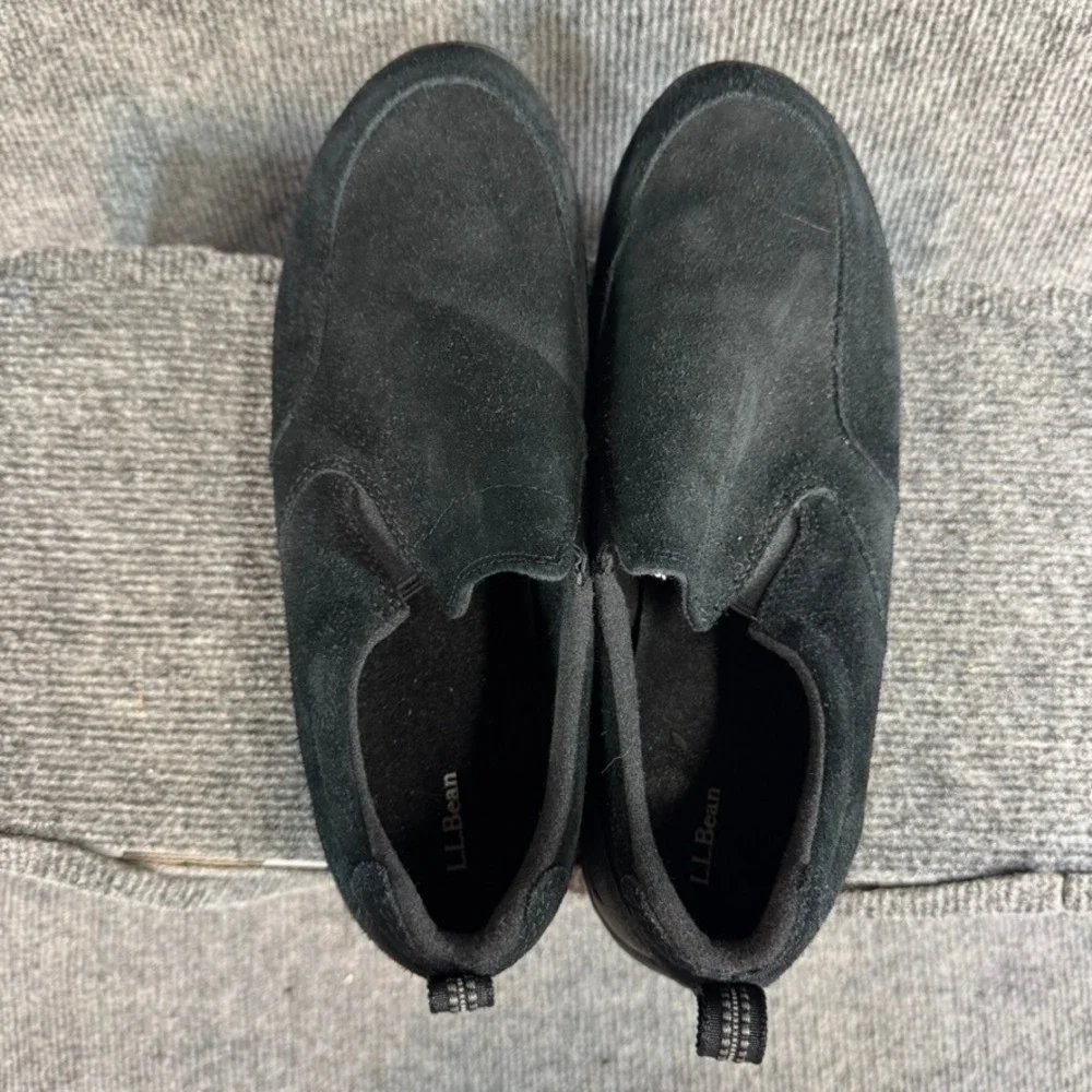 LL Bean Comfort Mocs Black Suede Slip On Walking Shoes Mens 10